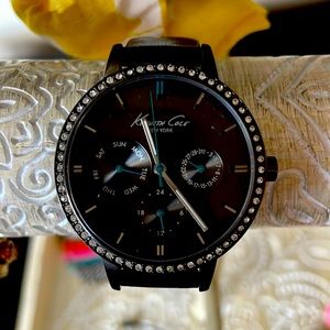 Kenneth Cole black leather watch